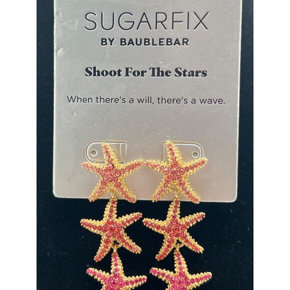 Sugarfix By Baublebar Pink Rhinestone Starfish Drop Earrings Nickel Free - Picture 1 of 6